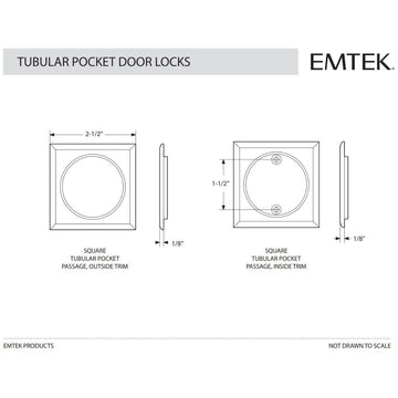 Emtek 2136 Square Pocket Door Tubular Lock (2-1/2" x 2-1/2") - Dummy
